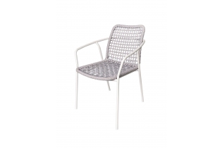 MR1000926 стул плетенный из роупа (веревки), каркас белый, цвет серый